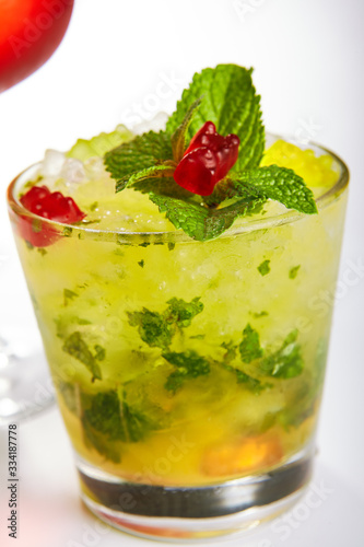 Icy lemonade with mint leaves