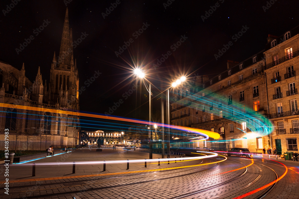 France Bordeaux hôtel de ville by night