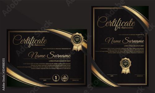 Black and gold certificate template	