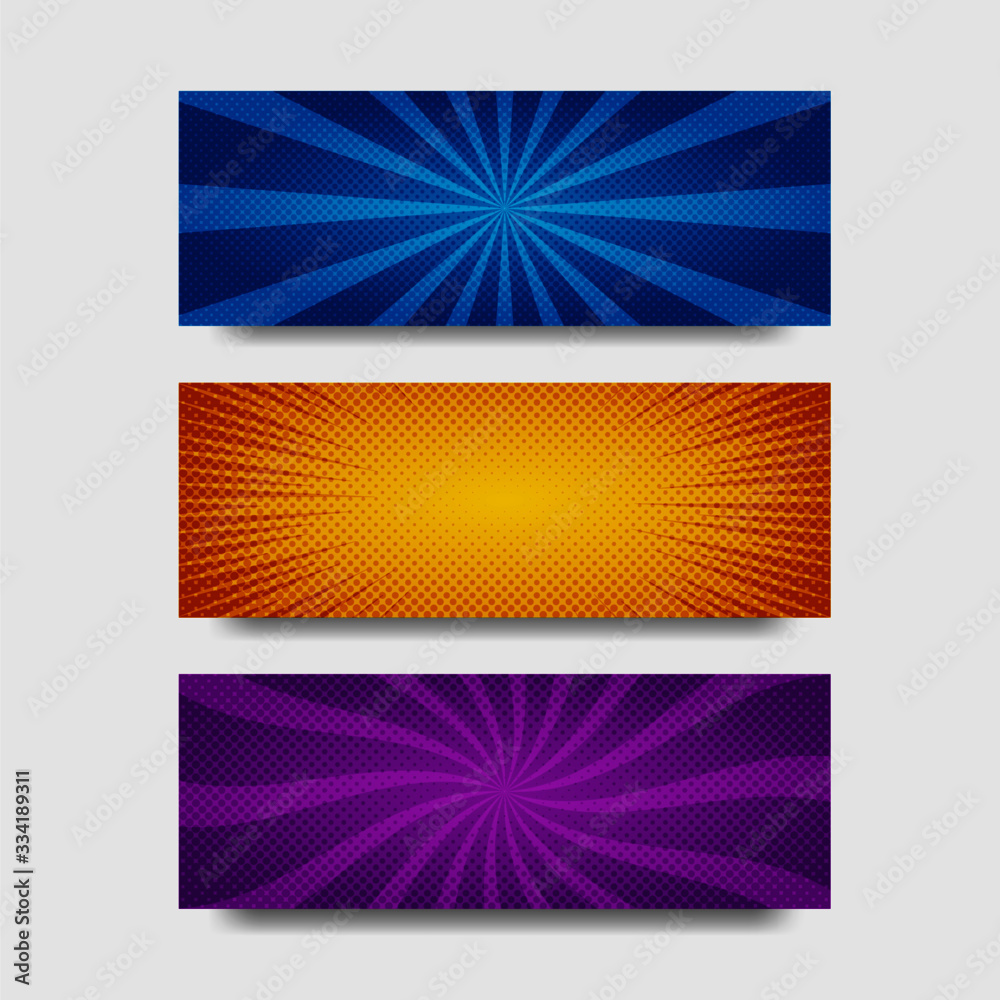 Fototapeta premium colorful comic style banners set isolated on white background. illustration vector.