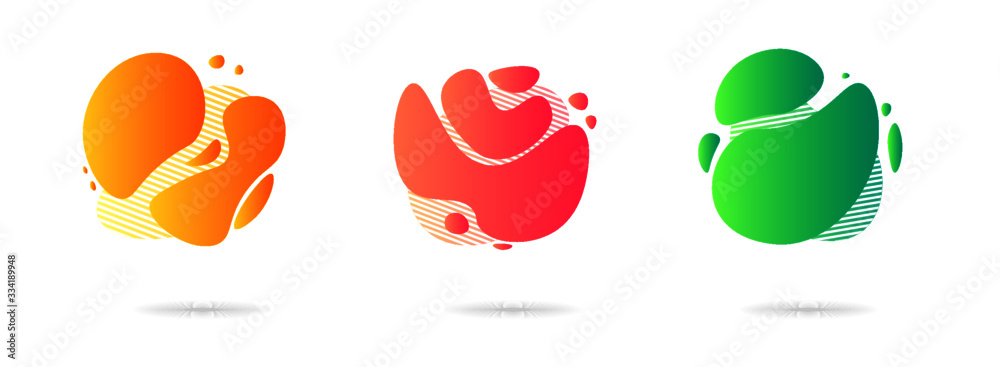 Set of abstract gradient modern graphic elements. Banners with flowing liquid shapes. Logo, flyer, presentation, invitation, card template. Vector illustration. Set of abstract gradient modern graphic elements. Banners with flowing liquid shapes. Logo, flyer, presentation, invitation, card template. Vector illustration.