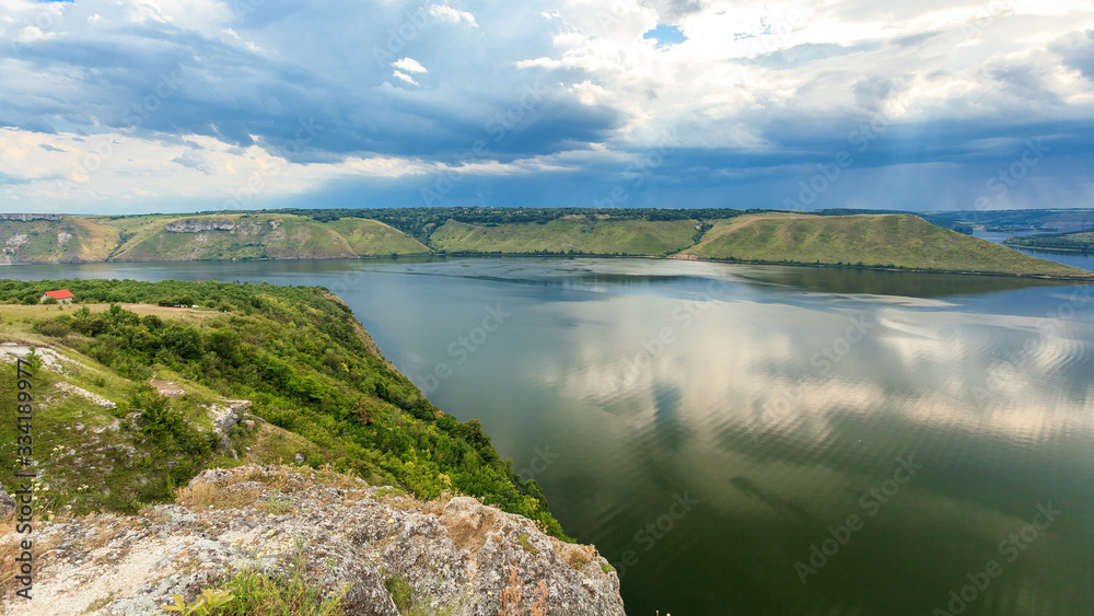 view of the river from a high bank Dnister Ukraine