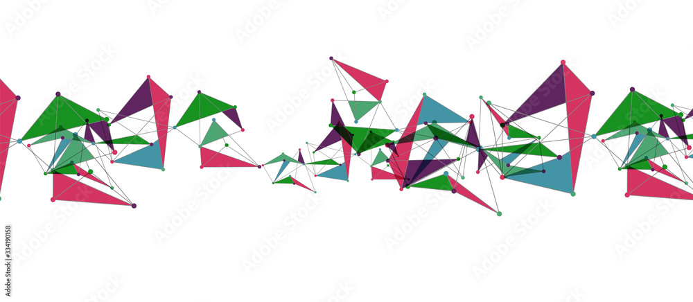Fototapeta premium Line points connections, triangular technology design. Abstract geometric background
