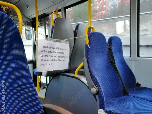 Photography Restricted area in a swedish bus. Coronavirus.
