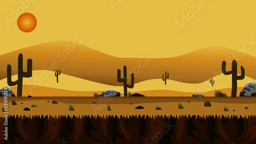 Sunset in the desert 2d game background