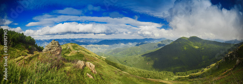 Panoramic view from the mountain to the valley © lobodaphoto