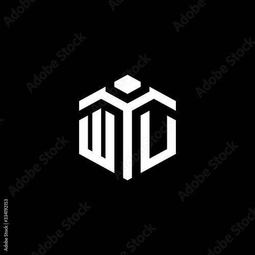 WU monogram logo with abstract hexagon style design template photo