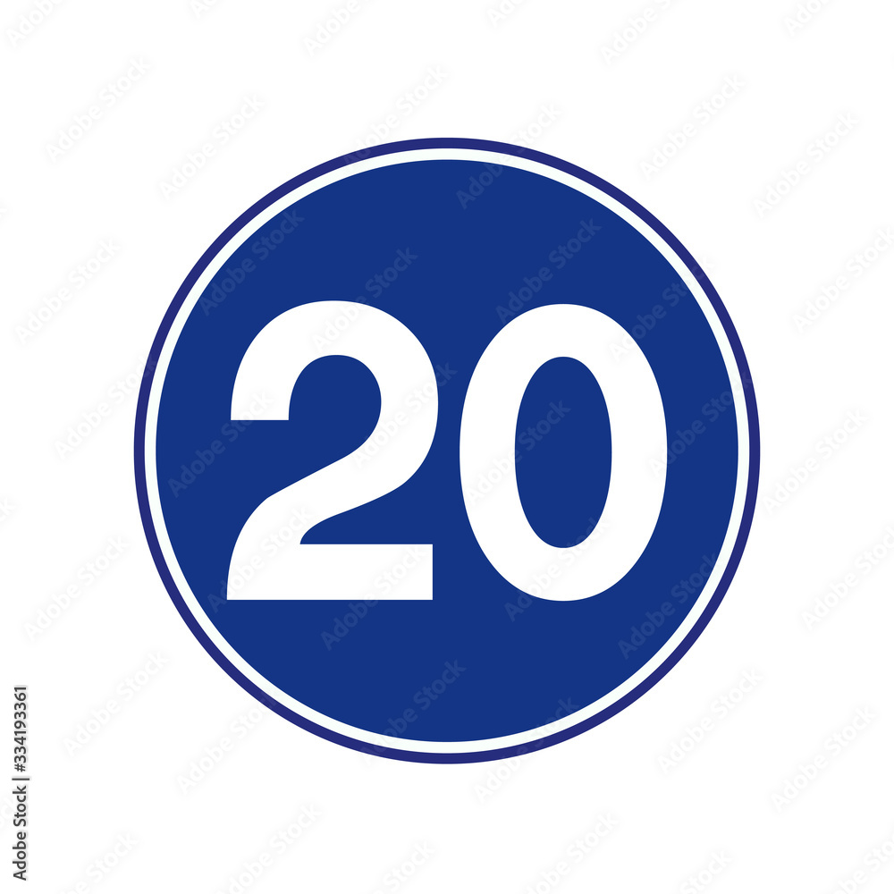 Speed Limit 20 Traffic Sign,Vector Illustration, Isolate On White Background Label. Speed Limit 20 Traffic Sign,Vector Illustration, Isolate On White Background Label.