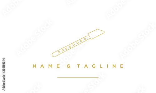 A line art icon logo of a flute 