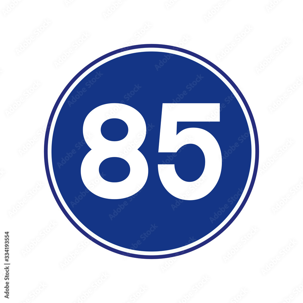 Speed Limit 85 Traffic Sign,Vector Illustration, Isolate On White Background Label. Speed Limit 85 Traffic Sign,Vector Illustration, Isolate On White Background Label.