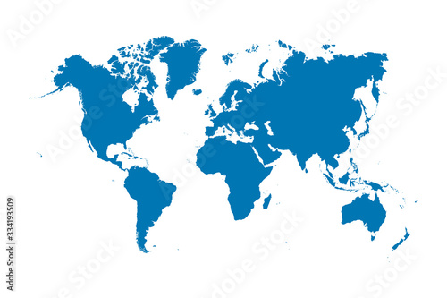 Fototapeta Naklejka Na Ścianę i Meble -  Blue world map on a white background