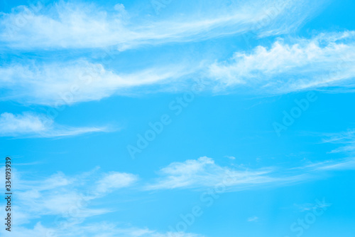 Beautiful blue sky with white cloudy and sun light background , Blue Sky with cloud background texture