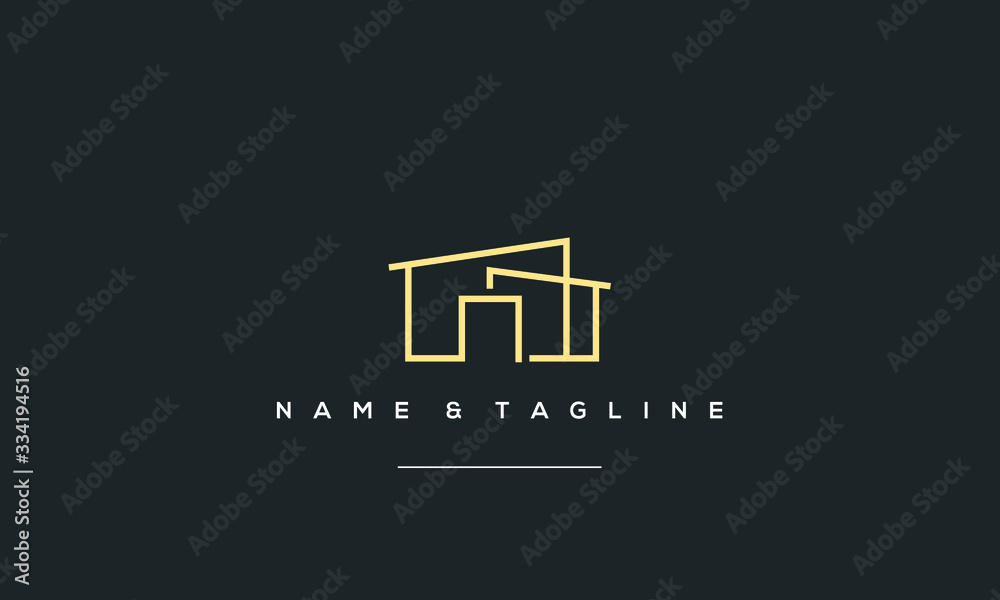 A line art icon logo of a modern house or home / real estate business ...