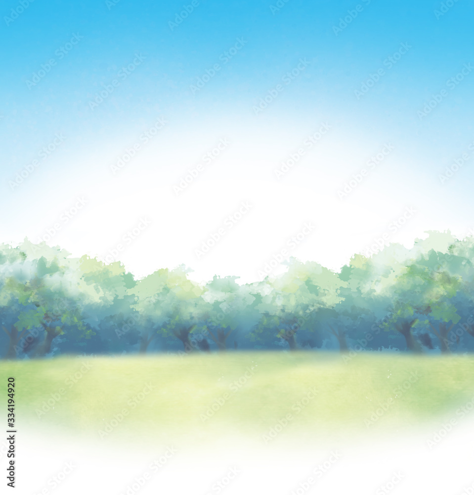 青空と芝生のイベント背景イラスト