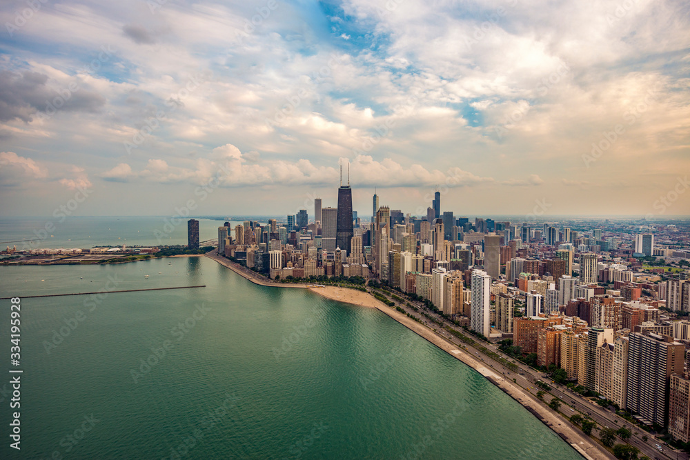 Aerial view of Chicago waterfront