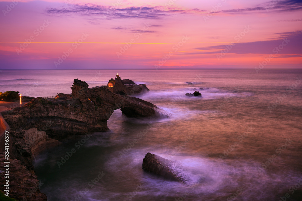 France Biarritz sunset rocher de la vierge