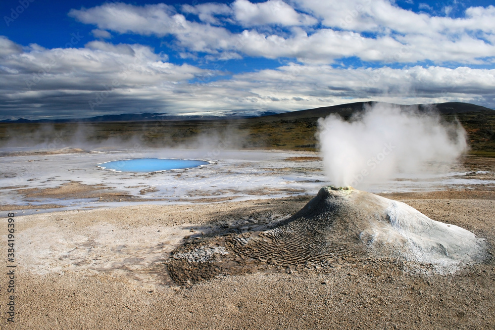Small geyser close-up in Hverasverdi, Iceland.
