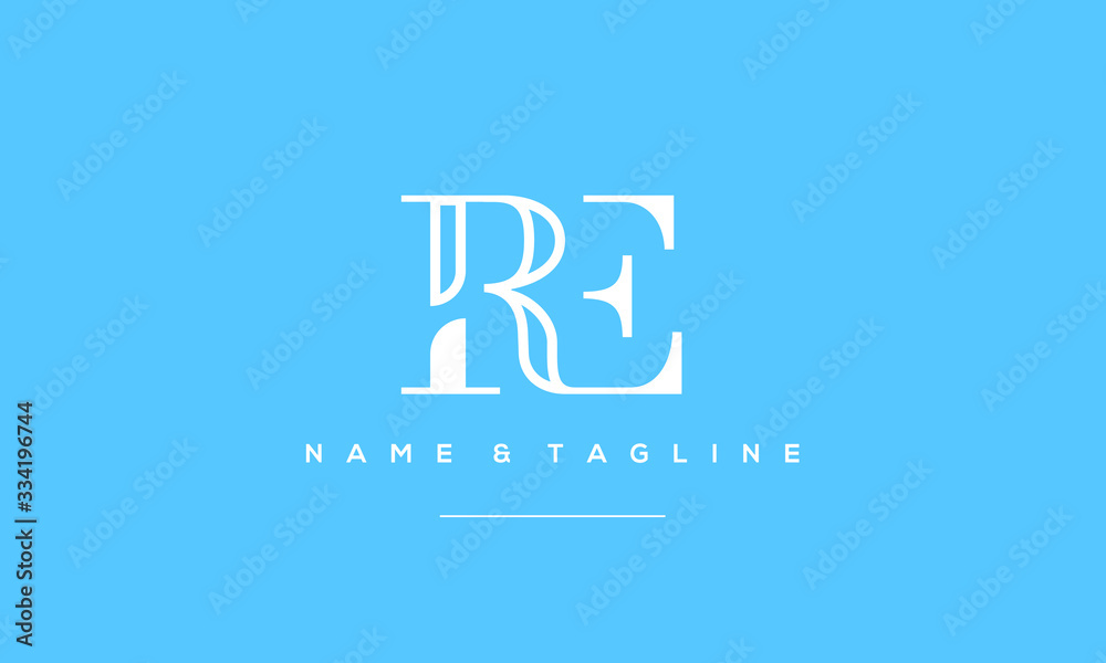 Alphabet letter icon logo RE