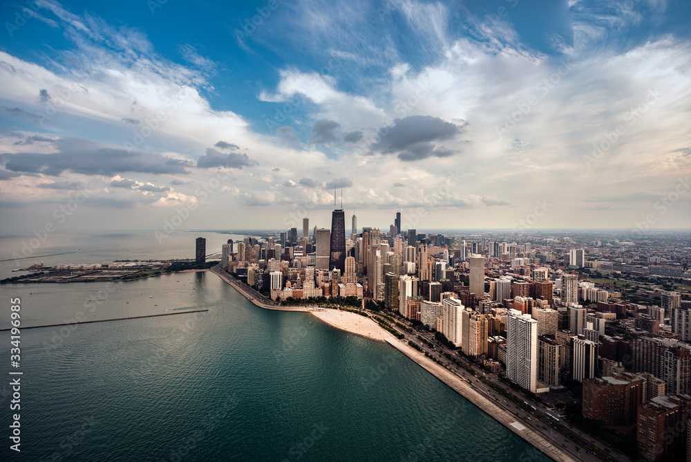 Aerial view of Chicago waterfront