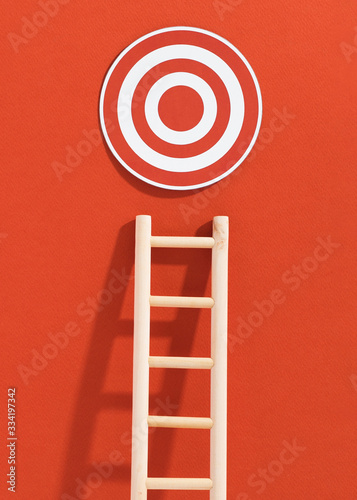 Front view of ladder with target