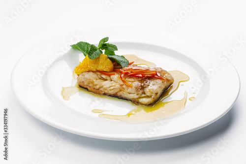 fish on a white plate