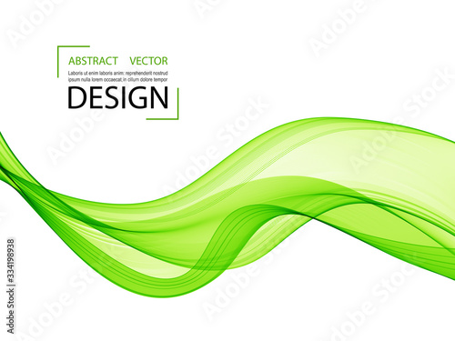 Green waves on a white background, vector abstract background.