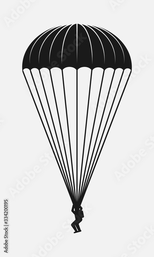 Parachutist black and white vector icon.