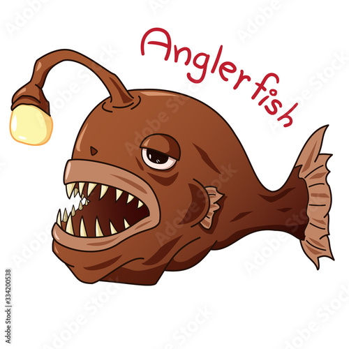 vector Illustration of anglerfish in white background easy for use