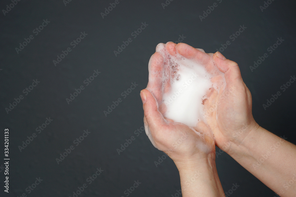 human hands wash with soap, virus disinfection human hands wash with soap, virus disinfection