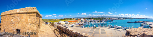 The harbor of Paphos with the castle, Cyprus  photo
