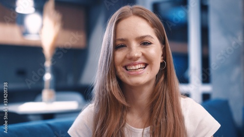 Portrait of pretty red hair young woman vlogger speaks looks at camera smile happy recording new vlog blogger broadcast media business webcam businesswoman distance education close up Free Download Portrait of pretty red hair young woman vlogger speaks looks at camera smile happy recording new vlog blogger broadcast media business webcam businesswoman distance education close up - GFXLoad
