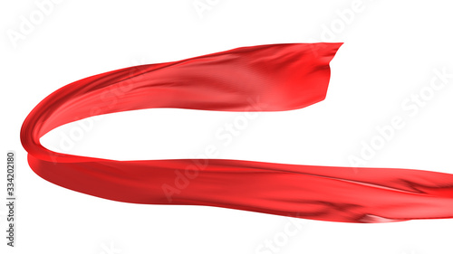 3d illustration of red silk on white background