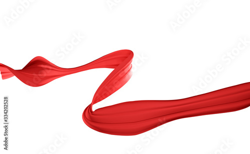3d illustration of red silk on white background