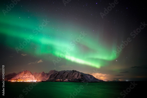 The Northern Lights over Lofoten sky, Norway © Wit.Siri