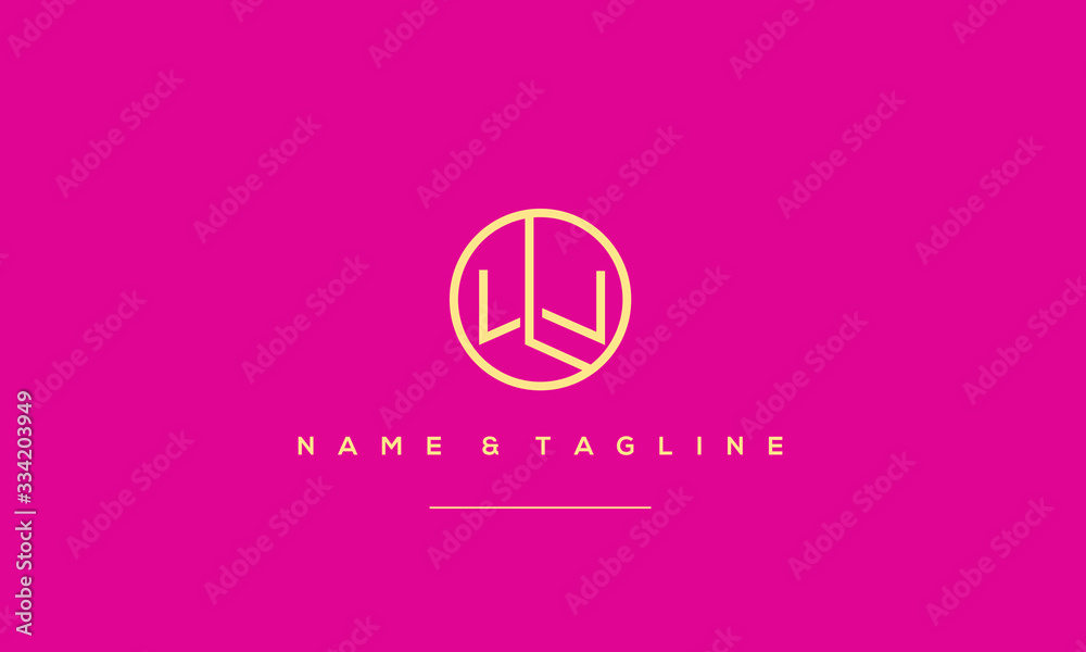 Alphabet letter icon symbol LW or WL