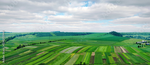 Panoramic view of agricultural land, fields and gardens, patch of land Ternop...