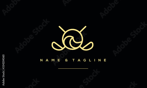 A line art icon logo of a wave with golf club