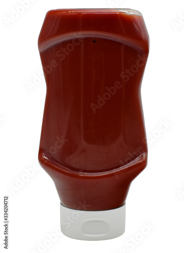 Ketchup Flasche auf dem Kopf stehend von Vorne