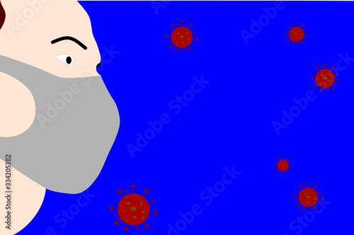 Coronavirus in Europe and USA. Novel coronavirus (2019-nCoV), man in bluemedical face mask. Concept of coronavirus quarantine background.