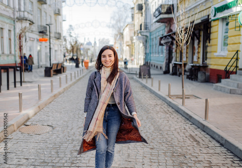 Woman portrait walking in the street © andriyyavor