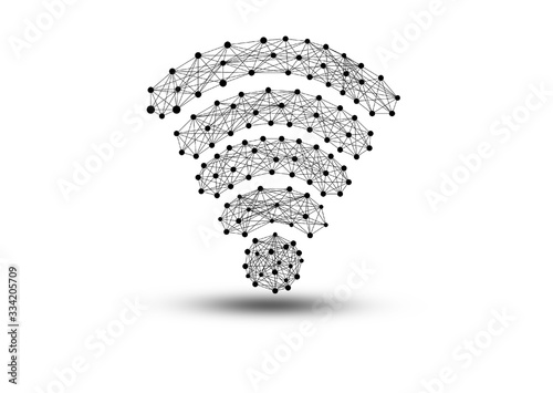 Closeup of isolated wifi icon on white background. Technology for 5G concept.