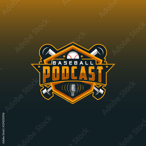 Baseball Podcast logo design illustration