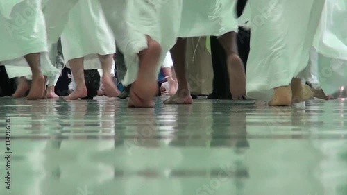 MECCA, SAUDI ARABIA,  August 2019 - Muslim pilgrims from all over the world gathered to perform Umrah or Hajj at the Haram Mosque in Mecca, Saudi Arabia, days of Hajj or Omrah