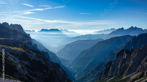 Mist in the Val Marzon, Dolomites, South Tyrol, Italy photo