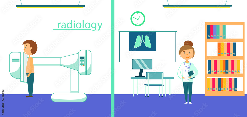 Doctors office flat illustration design. Radiology