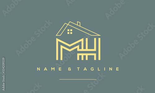 Alphabet letter icon logo MH with a house