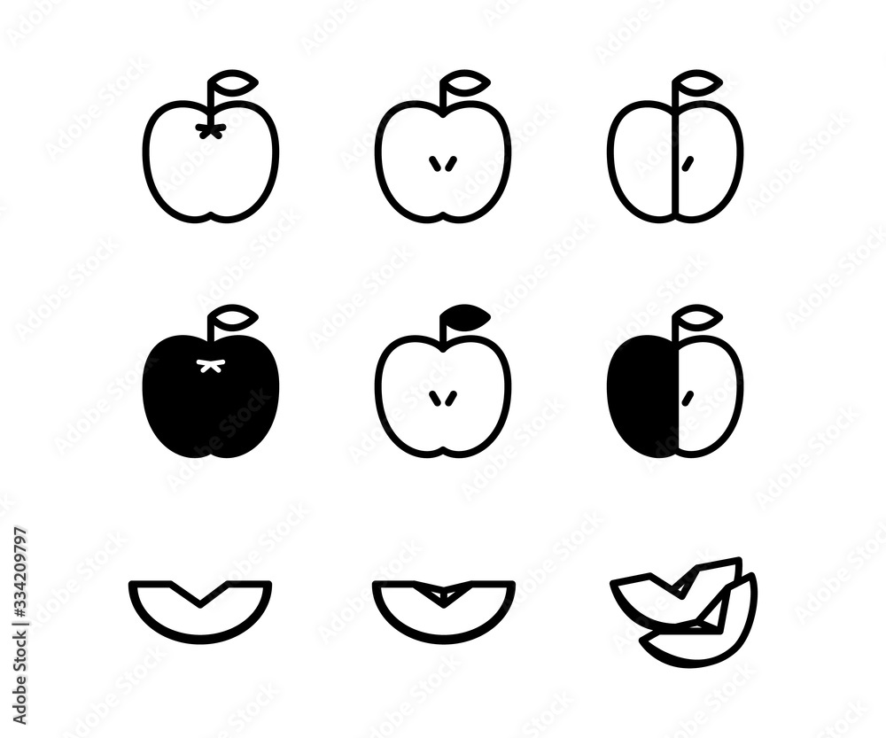 リンゴのアイコン 青りんご イラスト セット Stock Illustration Adobe Stock