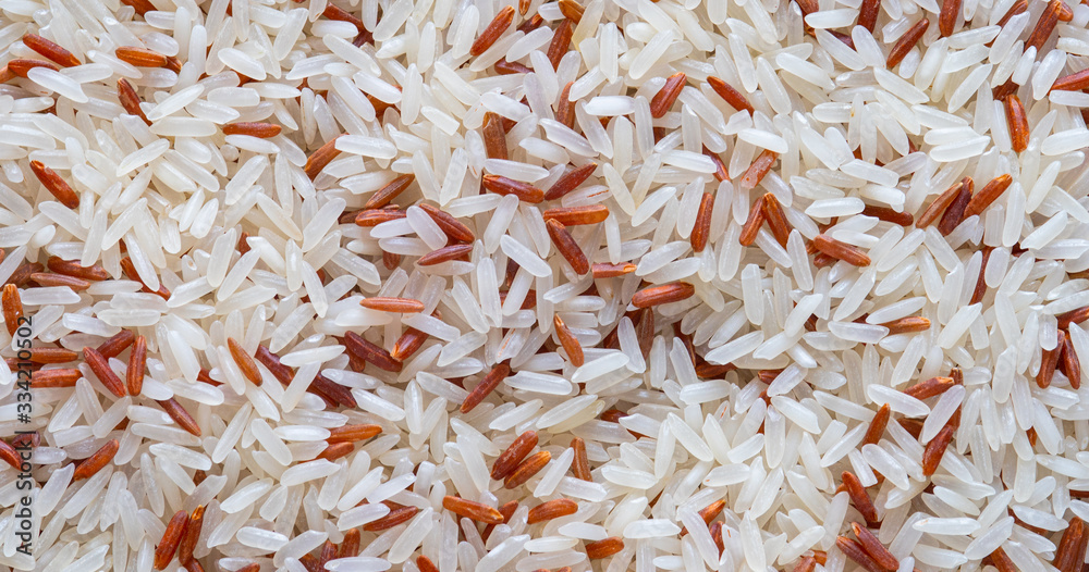 Raw jasmine rice food ingredient closeup macro photo