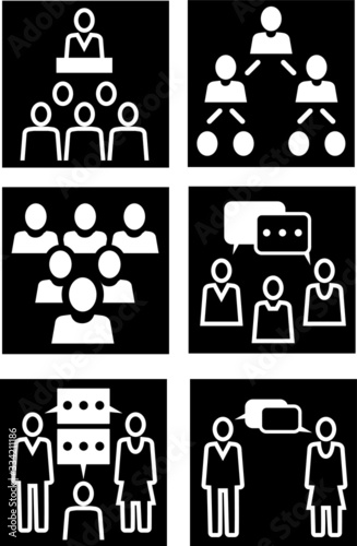 icons von gesellschaft in sozialer interaktion und dialog