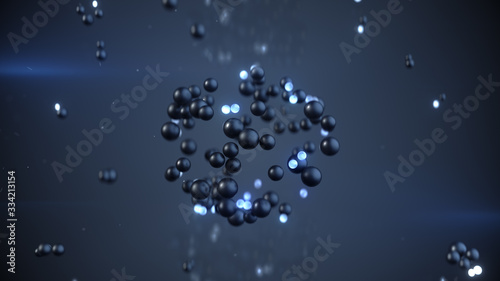 Group of blue spheres levit...